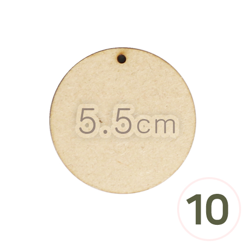 MDF 1구멍 원형판 5.5cm 두께3~4mm 10개입