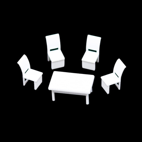 미니어처 하양 직사각 탁자 의자 세트