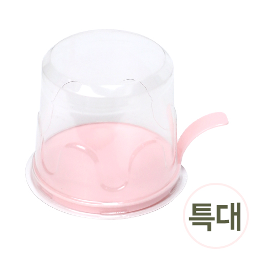 PVC 케익케이스 특대 핑크 원형손잡이 12.5x12.5x9cm 5개입