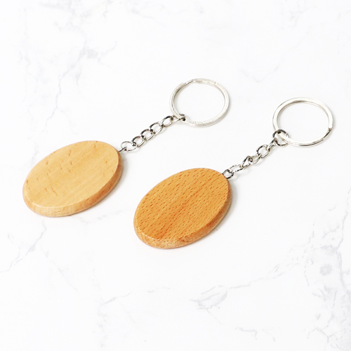 원목 열쇠고리 타원 4.8x3.3cm 두께7mm 12개입