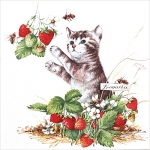 냅킨아트 L809000 KITTY AND STRAWBERRIES 냅킨20매 33x33cm 0858