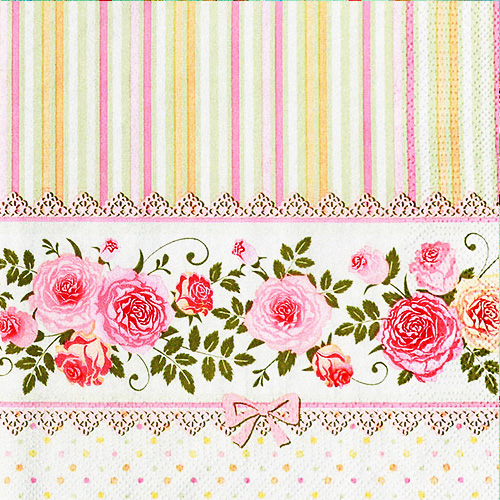 냅킨아트 SLOG032101 English Roses and Stripes 냅킨20매 33x33cm 2062