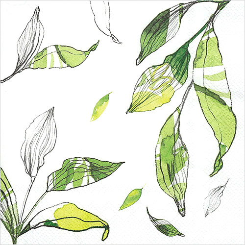 냅킨아트 L806990 LEAVES white 냅킨20매 33x33cm 2654