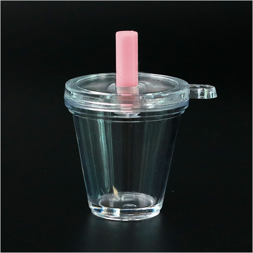 테이크아웃 투명컵 기본뚜껑 분홍 빨대 41x50mm 3개입
