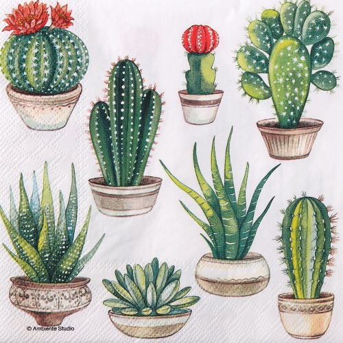 냅킨아트 13310255 Cactus White 냅킨20매 33x33cm