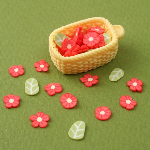 미니어처 토핑 폴리머 클레이 핑크 꽃 잎 10g