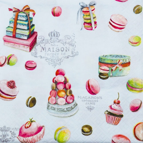 냅킨아트 2120007 Macarons grey 냅킨20매 33x33cm