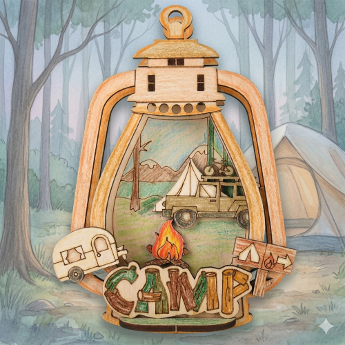 우드 캠프 랜턴 무드등 배경판