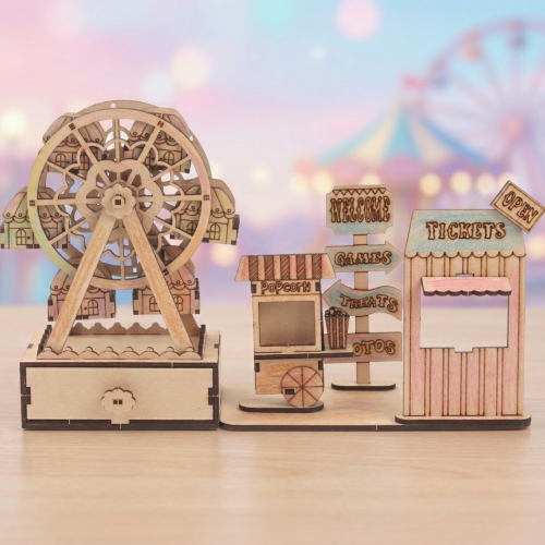 우드 놀이 공원 관람차 서랍 데코판