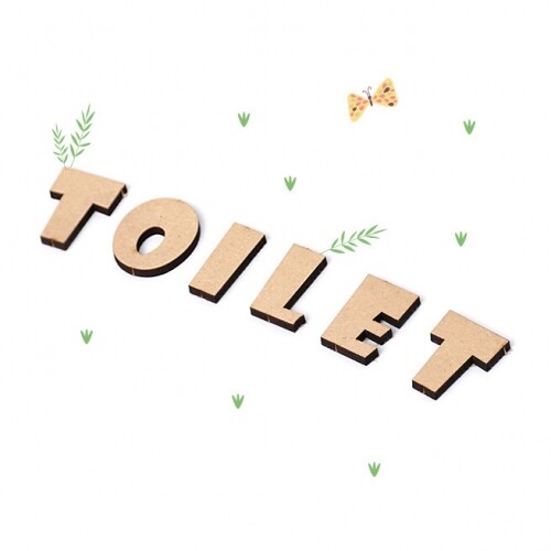 우드 글씨 영어 EL-58 TOILET 2호 3x11.2cm 5개입