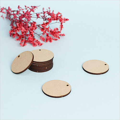 MDF 1구멍 원형판 4.5cm 두께3mm 10개입