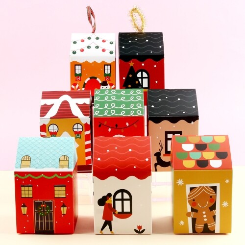 크리스마스 쿠키 하우스 선물 포장 상자 4개입