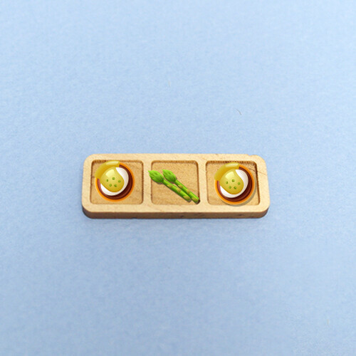 미니어처 우드접시 3칸 직사각 2호 5개입 38x14mm 두께3mm