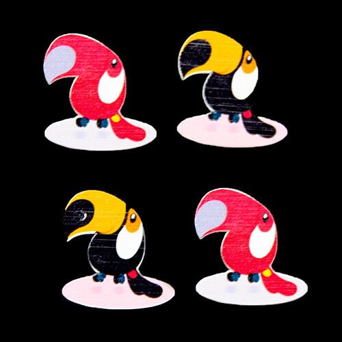 SB-132 우드장식 앵무새 30x30mm 10개입