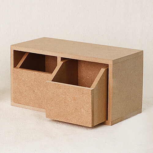 MDF 직사각 2칸 서랍 16.8x8x8.7cm 2개입