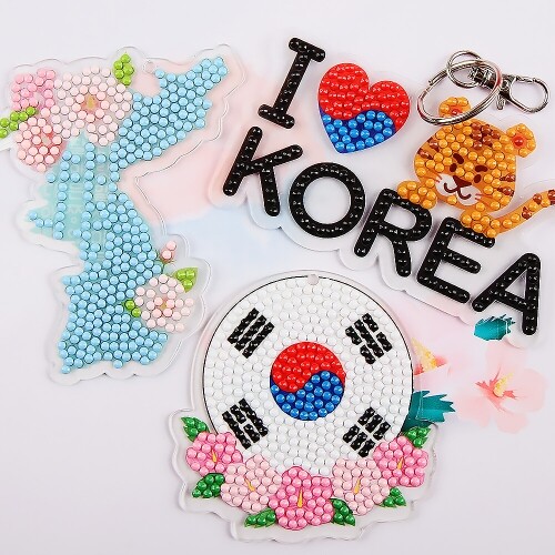 보석십자수 나라 사랑 아크릴 열쇠고리
