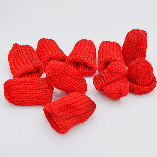 뜨개질 모자 빨강 3.5x4cm 10개입