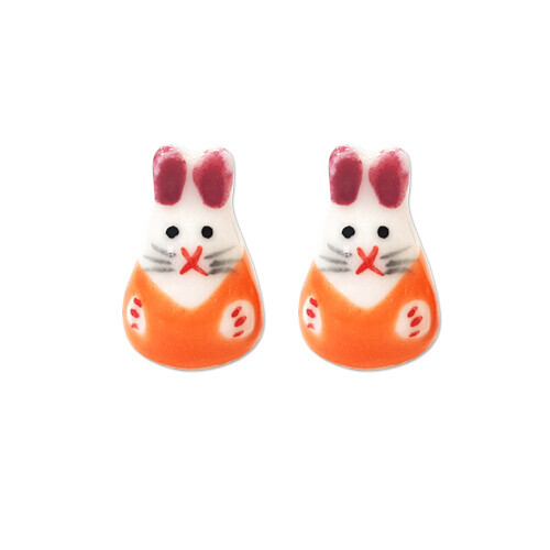 도자기 토끼 3호 주황 15x23mm 2개입