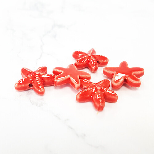 도자기 불가사리 빨강 20x20mm 5개입