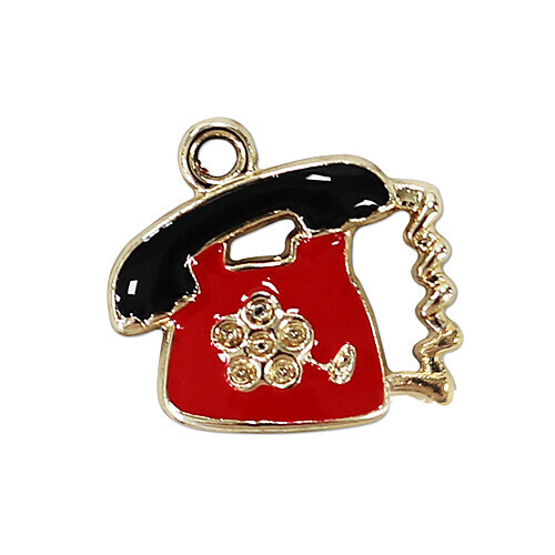 CS-32 칼라 참장식 전화기 빨강 18x18mm 5개입