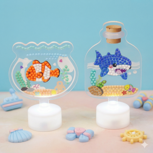 여름 미술 활동 보석십자수 유리병 어항 바다 물고기 아크릴 무드등