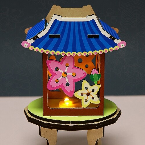 인쇄 우드 DIY 미니어처 청기와 매화 무드등 만들기 놀이