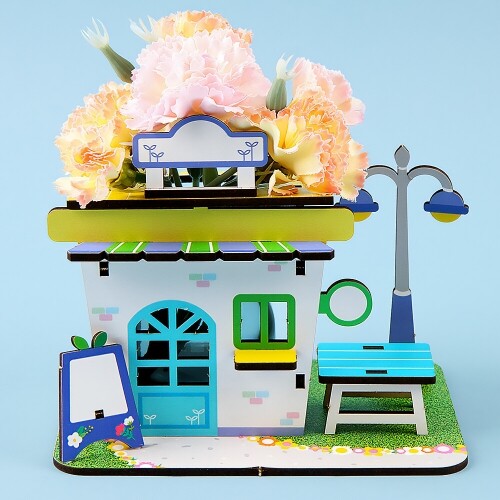 인쇄 우드 DIY 미니어처 다용도 가로등 꽃길 하우스 만들기 놀이