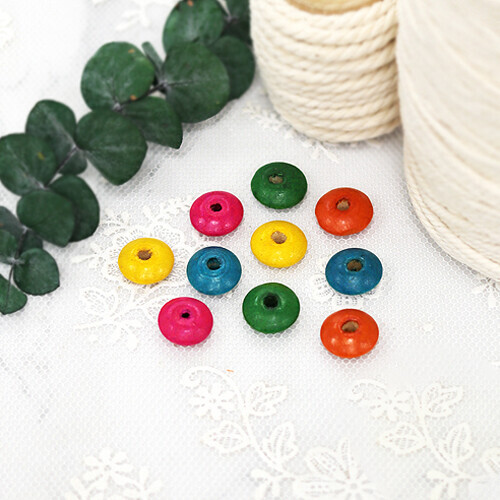 원목구슬 17호 납작컬러혼합 5x14mm 50개입