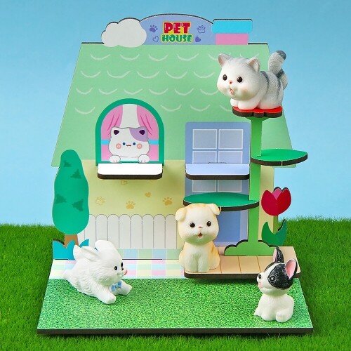 인쇄 우드 DIY 미니어처 고양이 펫 하우스 만들기