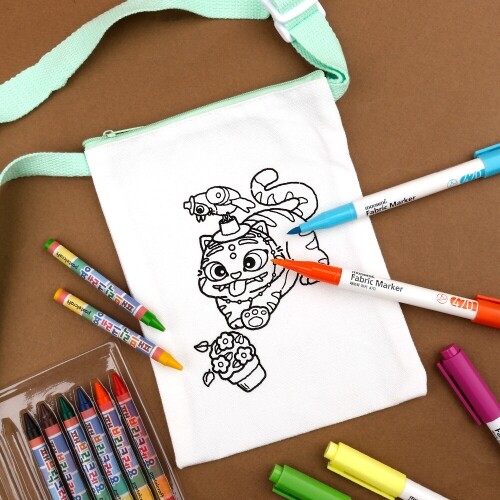 까치 호랑이 화분 색칠 지퍼 캔버스 가방