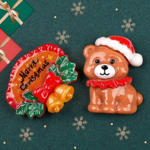 10개입 미니어처 산타 모자 곰돌이 징글벨 장식 데코