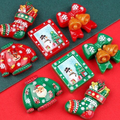 10개입 미니어처 크리스마스 눈꽃 무늬 장식 데코