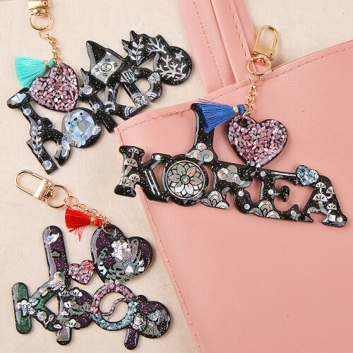 검정 아크릴 아이 러브 키링 만들기