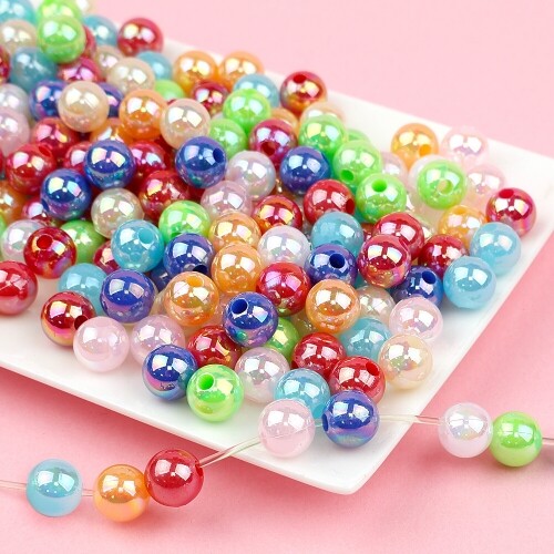 원형 오로라 믹스 칼라 비즈 8mm 50g