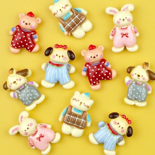 10개입 미니어처 멜빵 동물 장식 데코