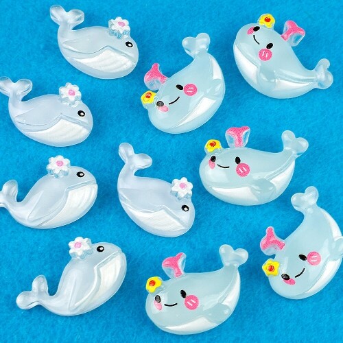 10개입 미니어처 꽃 고래 장식 데코