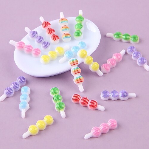 20개입 미니어처 줄무늬 코팅 세 알 당고 탕후루