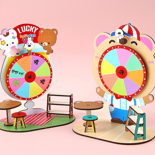 인쇄 우드 DIY 미니어처 행운의 룰렛 게임 놀이