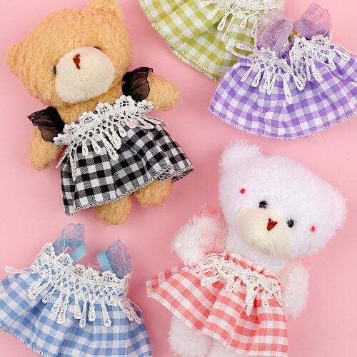 인형 옷 어깨 레이스 체크 원피스