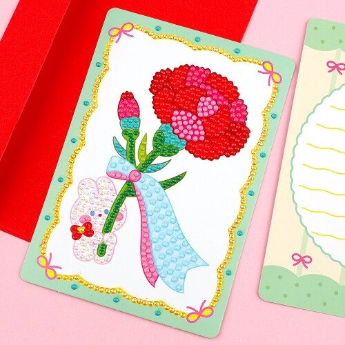 보석십자수 토끼 카네이션 카드 세트 만들기