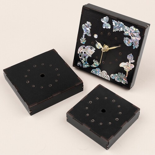 인쇄 우드 DIY 미니어처 검정 무지 정사각형 시계 만들기