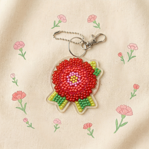 보석십자수 카네이션 아크릴 열쇠고리