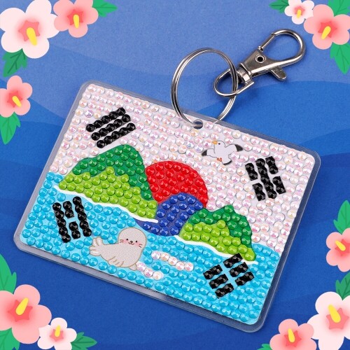 보석십자수 사각 독도 태극기 아크릴 키링