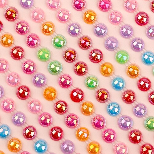 진주 반구 스티커 혼합 오로라 4mm 20x50알