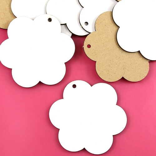 10개입 인쇄 우드 화이트 1구멍 꽃판 6.5cm