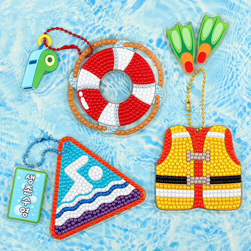 보석십자수 생존 수영 아크릴 키링