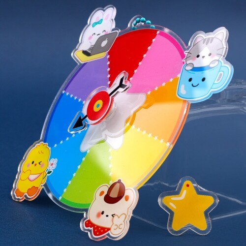 아크릴 동물 무지개 룰렛 키링 세트