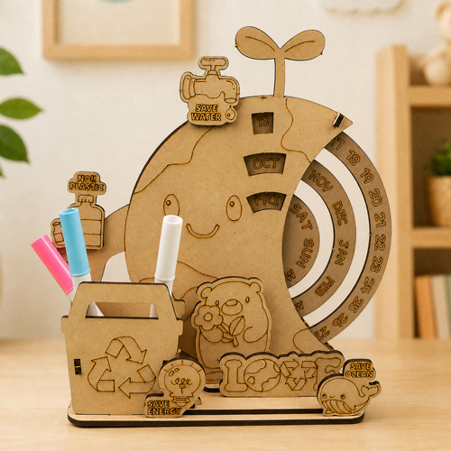 우드 DIY 미니어처 지구 환경 사랑 회전 만년 달력