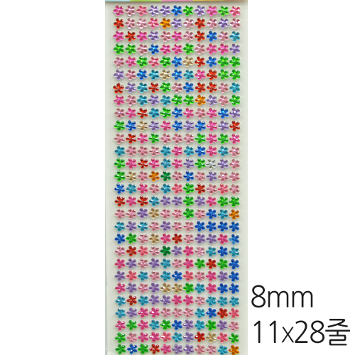 스티커 반구 크리스탈 꽃 모양 8mm