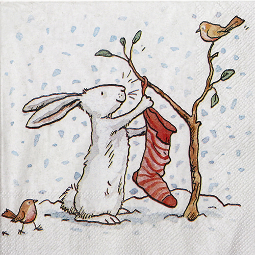 냅킨아트 L728100 CHARMING SNOW RABBITS 냅킨20매 33x33cm 0516